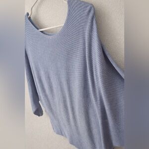 Chico's Periwinkle Light Blue Sparkle Shirt Top 3/4 Dolman Sleeve Sweater
